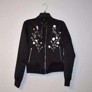 **(Never Worn!) Black Embroidered Bomber Jacket